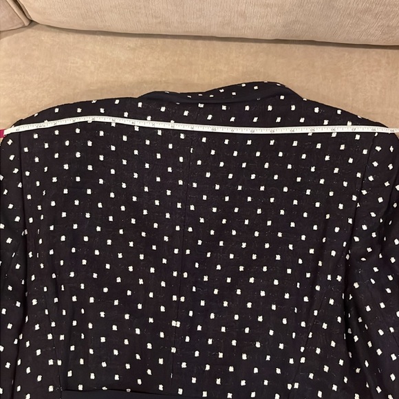 Escada Navy White Square Dotted Blazer Silk Chiffon Sash Size 46 US 12 Evening - Picture 15 of 15